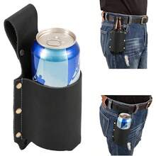 Classic Leather Waist Drink Holder - Ideal Gift For Dads And Boyfriends, Perfect For Beer & Drinks On Adventures - 黑色 - 查看 2