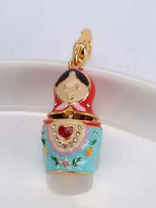 1 件优雅彩色珐琅俄罗斯套娃钥匙扣，时尚百搭包包吊坠 - 彩色 - 查看 4