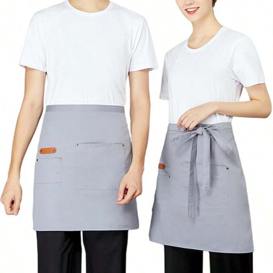 Waist Apron With Pockets Half Aprons Waiter Server Short Aprons For Kitchen Cooking Baking Artist Work Aprons,One Size - Multicolor - View 1