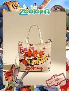 Disney 1个官方授权的《疯狂动物城》尼克/朱迪/闪电图案午餐包可爱卡通手提斜挎包，日常使用，可调节肩带，方便携带——适合女士/女孩/青少年/学生日常/外出/购物/出行 - 彩色 - 查看 15