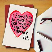 1pc Creative Anniversary Cards, Anniversary Gifts With Sincere Emotions, Suitable For Anniversary Gifts For Partners, Couples, Lovers On Anniversary Day, "I Have So So So Much Love For You In My Heart That If Doesn't Fit." - 紅色 - 查看 8
