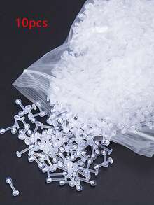 10-50个透明亚克力唇环，简约设计，软杆，6/8/10/12毫米，无涂层，无装饰，男士穿刺饰品，耳软骨、耳垂、耳廓固定耳环 - 唇釘 - 查看 8