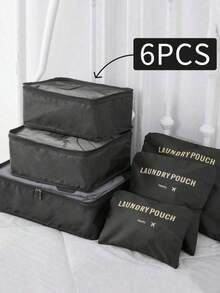 6pcs Travel Luggage Organizer Bags, Suitcase Packing Cubes, Shoe Bag, Clothes & Underwear Pouches, Unisex - Multicolor - View 16