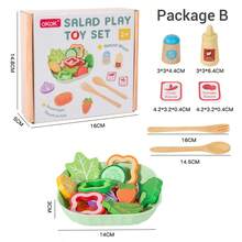 1 pieza Juego de Juguete de Ensalada de Madera para Juego de Roles, Accesorios de Comida Coloridos de Dibujos Animados, Juego de Cocina y Mezcla de Simulación, Adecuado para Niños de 2+ Años - Multicolor - Ver 11