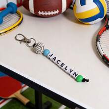 1pc Personalized Custom English Name/Letter - Soccer, Basketball, Baseball Beads - Lobster Clasp - Birthday, Anniversary, Valentine's Day Gift, Suitable For Him/Her Or Parents - Ball Keychain - View 21