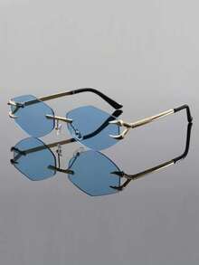 1pc Classic Retro Diamond Shaped Frameless Fashion Unisex Glasses, Street Style Accessory, Ideal Gift Choice - Multicolor - View 14