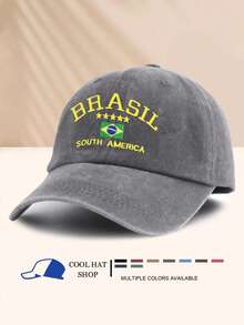 ✨1pc Vintage Washed Brazil Star Print Summer Sun Protection Baseball Cap, Retro Hipster Hip-Hop Curved Brim Hat, Adjustable Unisex Sun Visor Cap - Baseball Caps, Beanies, Sun Hats, Bucket Hats, Cool Hats, Headwear, Stylish Hats, Fashion Hats, Everyday Hats, Von Dutchs, Nyxx Hat, Hats For Women, Gorras Para Mujer, Valentine's Day - Nhiều màu - Xem 10