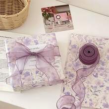 10 hojas de papel de seda para envolver con tema morado, papel de regalo, papel de regalo violeta con diseños florales suaves, papel kraft de alta calidad para regalos y arreglos florales - Multicolor - Ver 6