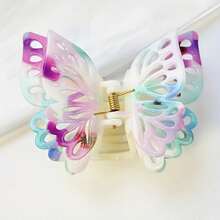 1 Elegant Butterfly Hairpin - Large Anti-Slip Hairpin With Hollowed-Out Design, Colorful Patterns (Beige, Light Pink, White) - A Must-Have For Daily Parties, Durable Beauty Accessory, Suitable For Daily Use And As A Gift - C - 查看 1