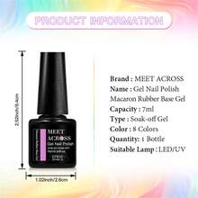 MEET ACROSS 6支装7毫升马卡龙色橡胶底胶指甲油套装，粉蓝迷彩指甲油UV固化胶，半永久可卸UV LED美甲美甲设计美甲用品，适用于家庭和美甲沙龙 - 彩色 - 查看 11
