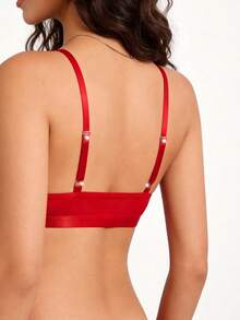 Hart & Haze Maternity Solid Color Lace Trim Nursing Bra Without Padding Maternity - Red - View 6