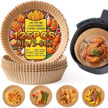 Fridora de aire para freidora, 100 piezas, papel de pergamino, forro de papel desechable para microondas, freidora de aire antiadherente, redondo, última intervensión de lejía (8 pulgadas),40811042 - Multicolor - Ver 1