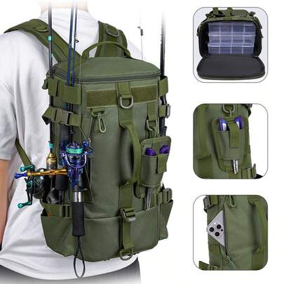 Men's Fishing Bag Backpack - Cross Body Tackle Box For Fishing Equipment & Accessories | Fishing Stuff Storage For Men & Women | Outdoor Hiking,Hiking Backpack, Men's Multi-Functional Backpack, Outdoor Travel Bag, Travel Gift For Father's Day, Birthday, GraduationChristmas Gifts,Gift For Boyfriend, Men's Backpack