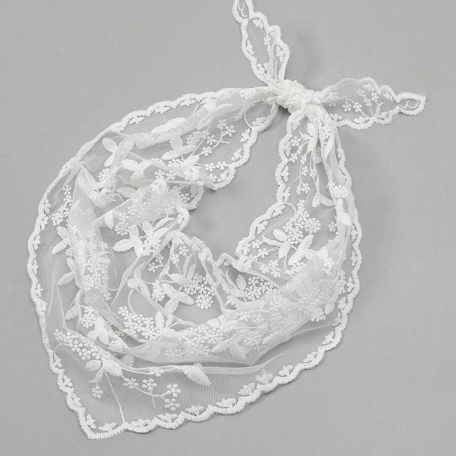 1pc Lace Floral Trim Scarf, Handkerchief, Pocket Square, Decorative Hair Band Bandana,Hair Band,Head Band Ideal For Dressing Up Your Look Valentine's Day Valentines - 彩色 - 查看 1