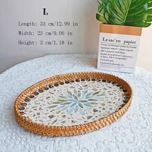 1个波西米亚风格编织贝壳水果托盘 - 装饰首饰和茶叶收纳盒 - 黃色 - 查看 19