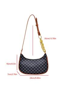 复古全印花时尚单肩包/斜挎包（女士款） - 黑色 - 查看 8