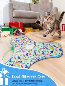 Interactive Electric Cat Teaser Toy Hide And Seek Automatic Rotating Funny Cat Toy USB Charging Electric Hideaway Game Pet Toy - Mint Green - View 6