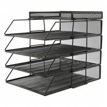 SHIOUCY Black 5-Tier Desk File Organizer 2.48in Tier Spacing 3.86lbs Lightweight For Study Library Office Home Document Storage Organization - Black - View 7