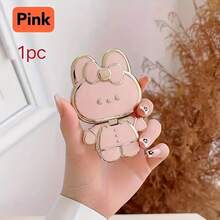 1pc New Rabbit Shaped Phone Holder With Makeup Mirror, Compatible With IPhone, And Other Smartphones, Hollow Design Can Be Used As Desktop Stand - Multicolor - View 12