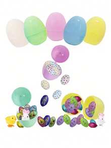 10 quả trứng Phục Sinh màu pastel, trứng Phục Sinh rỗng ruột có thể đổ đầy, trứng nhựa nhiều màu sắc dùng cho trò chơi săn trứng Phục Sinh, quà tặng tiệc tùng, đồ trang trí giỏ quà, giải thưởng trò chơi, trang trí nhà cửa ngày lễ, trang trí mùa xuân (Màu ngẫu nhiên) - Nhiều kiểu dáng - Xem 9
