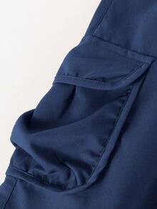 1pc Teen Boys Summer Casual Outdoor High Street Multi-Pocket Cargo Shorts (Actual Size Runs Small, Suggest Ordering One Size Up Based On The Image) - 藏蓝色 - 查看 4