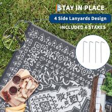 1Pcs Outdoor/Indoor Rug Plastic Straw Area Rug Floral Waterproof PP Tube Woven Picnic Mat For Patio Decor Porch Balcony Picnic Rug - Gray - View 5
