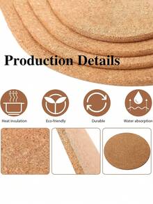 50/40/30/20/10 Non-Slip Cork Coaster Natural Round Wooden Cup Mat Heat Insulation Pads Tea Coffee Mug Drinks Holder Table Decoration - Multicolor - View 10