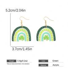 Conjunto de joyas hechas a mano para el Día de San Patricio, accesorios casuales para fiestas con arcoíris de acrílico y trébol de dibujos animados - Multicolor - Ver 9