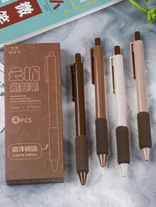 1 Box Of 4 High-Quality Student Ballpoint Pens With Soft Grip, Black Ink, Essential Back-To-School Stationery - Multicolor - View 12