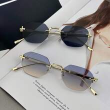 Modische metallrandlose Farbverlauf Polygon Brille, luxuriöse ozeanische Farbe Unisex Brillen - Verschiedenfarbig - Übersicht 6