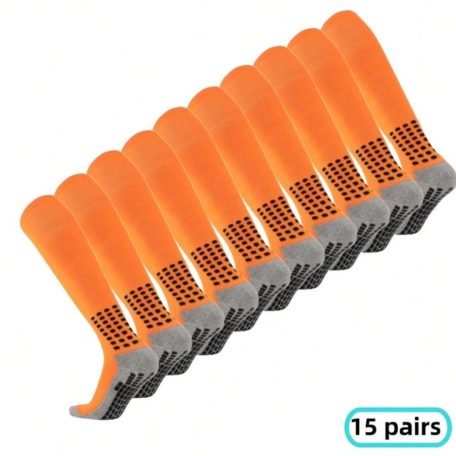 A Set Of 15 Pairs For, These Long Unisex Socks Are Essential For The Football Field, Featuring A Towel Dot Design On The Bottom For Added Comfort During Sports - 15 đôi màu cam - Xem 1
