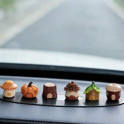 2/6pcs Creative Forest Cabin Car Dashboard Decor Ornament - Ideal For Decorating Your Car Dashboard, Computer Desk, Office Computer Screen, And Office Desk. These Are Small Decorative Items And Gifts (Using Non-Trace Adhesive).