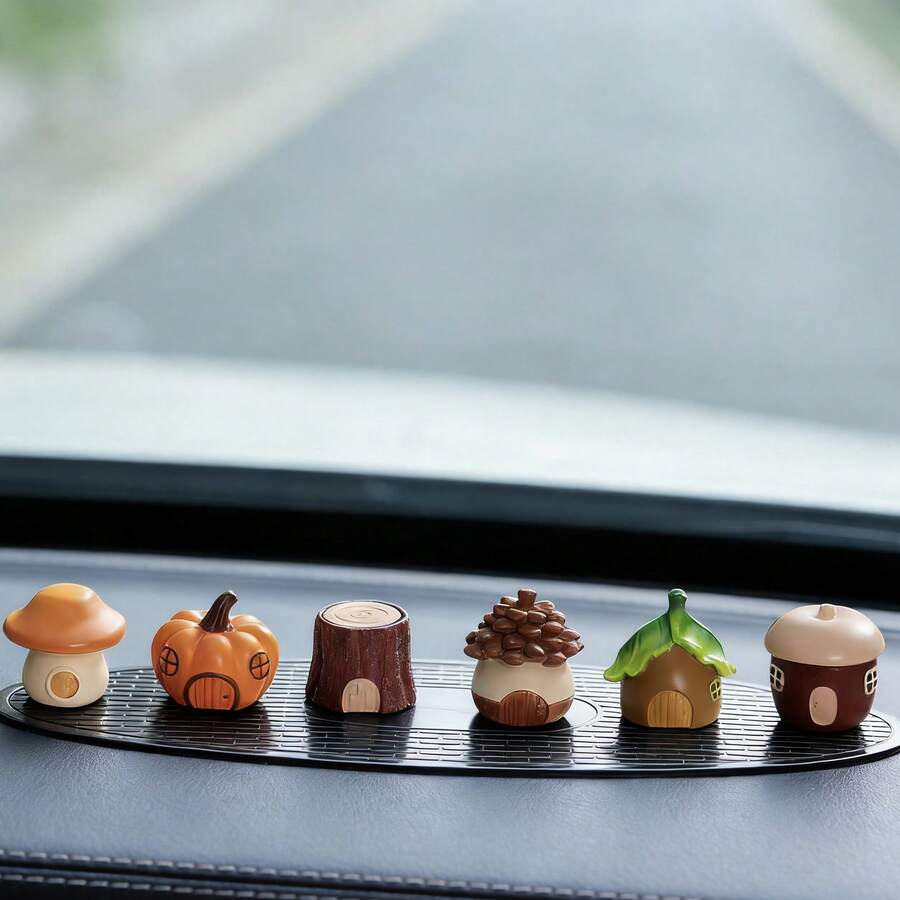 2/6pcs Creative Forest Cabin Car Dashboard Decor Ornament - Ideal For Decorating Your Car Dashboard, Computer Desk, Office Computer Screen, And Office Desk. These Are Small Decorative Items And Gifts (Using Non-Trace Adhesive).