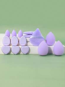 15件套化妆海绵/粉扑套装包含3个三角形粉扑、3个迷你气垫粉扑、3个迷你心形气垫粉扑、3个水滴形化妆蛋和3个迷你化妆海绵。适用于粉底液、粉底和遮瑕膏。适合所有肤质。 - 彩色 - 查看 15