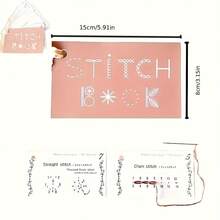 Beginner-Friendly DIY Embroidery Kit – Pre-Printed Fabric, Color Threads & Stitch Guide Cards For Easy Needlepoint, Learn Embroidery Stitches, Ideal Gift For Crafters, Sewing Hobby, Creative Mini Embroidery Stitch Guide Book, Beginner Sewing Kit - Màu hồng, 1 chiếc - Xem 8