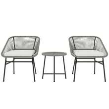 Poly Rattan Garden Furniture Set, 2-Person Garden Lounge Set, 3-Piece Set With 2 Chairs, Side Table, Cushions, Weather-Resistant, For Garden, Patio Or Balcony, Dark Grey