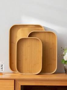 1pc Handled Serving Platter, Suitable For Serving Food, Snacks, Beverages, Sushi, Steak, Pizza, Desserts, Cakes, Breads, Breakfast, Coffee, Tea, Cold Dishes - Yellow - View 2