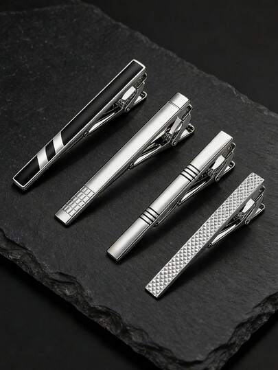 1/4pcs Men's Tie Clip & Tie Bar Set, Suitable For Regular Ties, Weddings, Business, Tie Pin Clip Suitable For Teacher Gifts, Friend Gifts, Father's Gifts, Men's Gifts