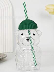 Green Beret Teddy Bear Insulated Tumbler, Fashionable Hot/Cold Drink Cup, Convenient To Carry, Popular Beverage Cup, Essential For Home And Travel, Car Cup With Straw, Milk Tea Cup - Multicolor - View 11