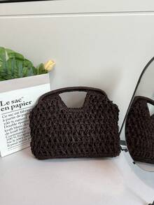 Bolsa de palha trançada artesanal, moderna, minimalista e versátil para o dia a dia. - Multicolorido - Ver 1