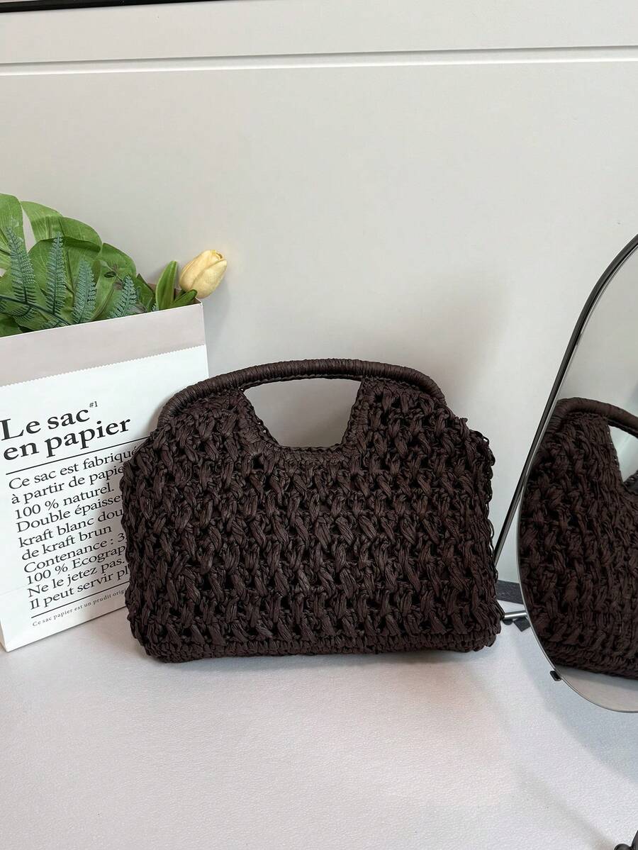 Bolsa de palha trançada artesanal, moderna, minimalista e versátil para o dia a dia. - Multicolorido - Ver 1