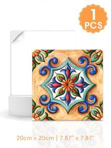 1/12/24 PCS Glossy Self-Adhesive Tile Wall Stickers - 20cm X 20cm, Waterproof, Easy To Install, For Kitchens, Bathrooms, RVs, Bedrooms, Etc., Vintage Wall Decor, Home DIY Decoration, Multiple Styles - Multicolor - View 18