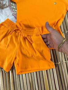 CONJUNTO INFANTIL MENINAS LANÇAMENTO/MODA/FESTA/PASSEIO/PROMOÇAO/ - Laranja - Visão 8