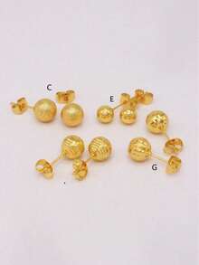 迪拜镀金小耳环，耳环首饰，耳钉，非洲婚礼礼物，女士款 - 金色 - 查看 2