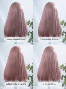 alicegarden 1 Synthetic Heat-Resistant Straight Wig, Pink Wig With Bangs, 22 Feet Long, Fully Woven Daily Natural And Realistic Wig - Watermelon Pink - View 10