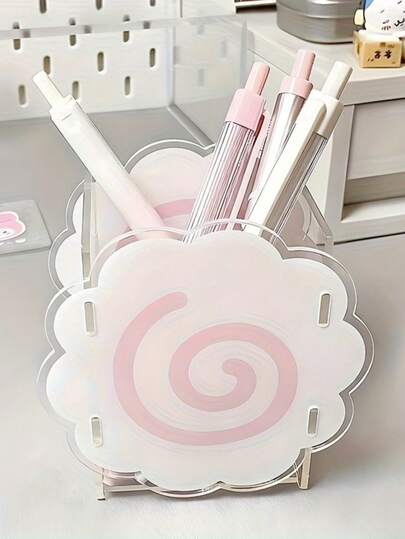 1 PC Sweet And High Beauty Fishboard Pen Holder Acrylic Desktop Storage Makeup Holder Student Stationery Holder