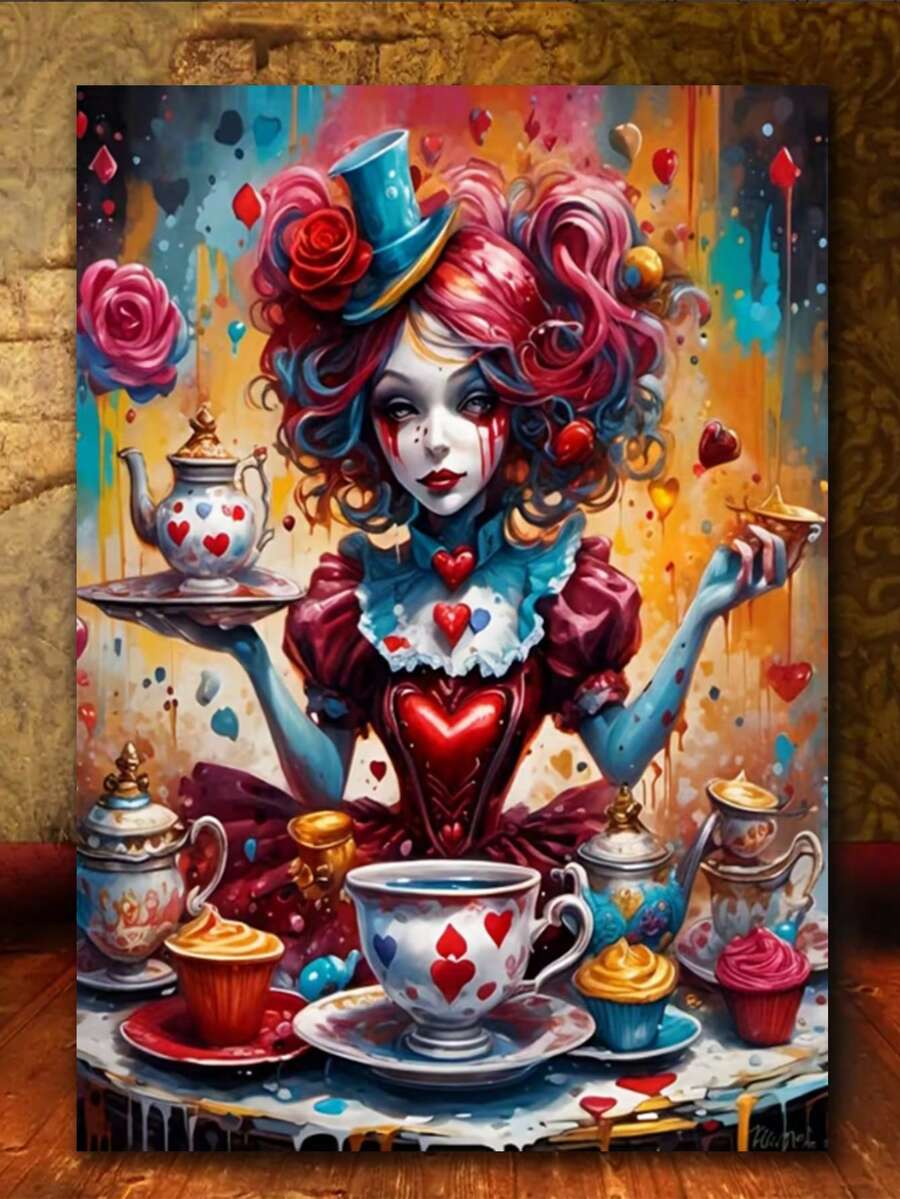 Cartoon Art 5D DIY Diamond Art Painting Kit - Round Mosaic Wall Art Craft Kit, Vibrant Red-Haired Character & Heart Design, - Multicolor - View 1