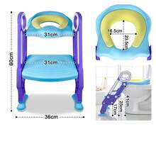 Training Toilet Seat With Step Stool, Foldable, Height Adjustable, Blue-Violet/Blue-Green.