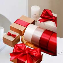 4cm Wide Satin Ribbon, 25 Yards/Roll - Premium Fabric Ribbon For Gift Wrapping, Wedding Decoration, Hair Accessories, Baby Shower, Birthday Party, Crafts, Christmas, Valentine's Day, Bridal Bouquet, Floral Arrangement, Sewing Supplies, Home Decor, Holiday Decorations, Hair Accessories - Multicolor - View 9