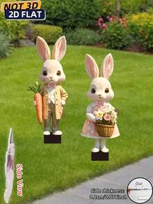 2pcs Easter Yard Decoration Set, Easter Party Scene Rabbit Theme Decor Props, Outdoor Easter Happy Yard Decoration, Easter Lawn Sign, Holiday Yard Decor, Easter Lawn Decoration, Easter Yard Sign, Home Easter Decoration, Easter Sign, Holiday Lawn Decor, Holiday Display Props, Cute Holiday Decoration - Colorful - View 5